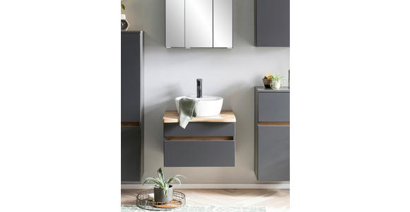 WASCHTISCHKOMBI 61 cm - Graphitfarben/Weiß, Natur, Keramik/Holzwerkstoff (61cm) - Xora