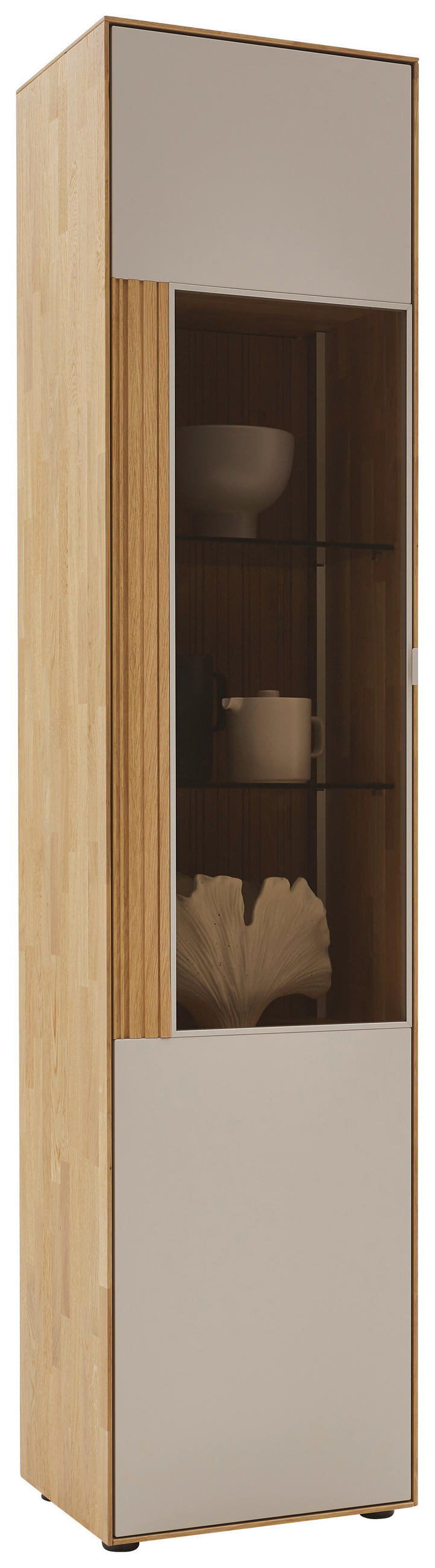 VITRINE  in massiv Wildeiche Kaschmir, Wildeiche - Kaschmir/Wildeiche, Design, Glas/Holz (46,9/205,5/37,1cm) - Dieter Knoll