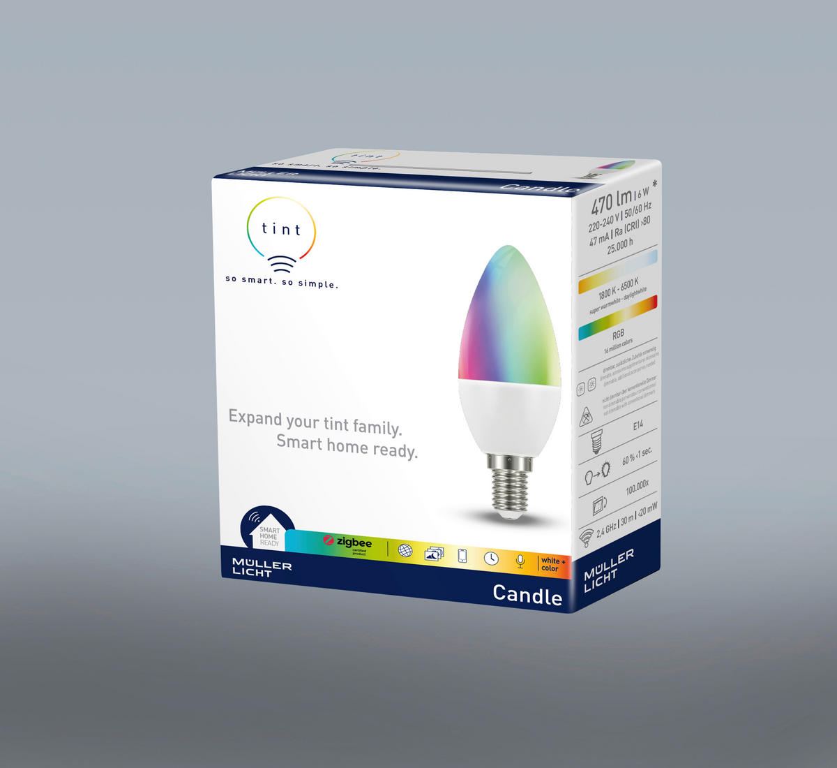 LED-LEUCHTMITTEL   E14 470 lm  - Multicolor/Weiß, Basics, Glas (3,8/10,6/3,8cm) - Tint