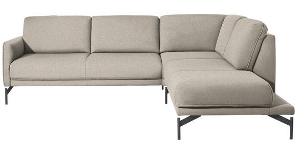 ECKSOFA in Flachgewebe, Struktur Beige  - Anthrazit/Beige, Design, Textil/Metall (254/230cm) - Ambiente