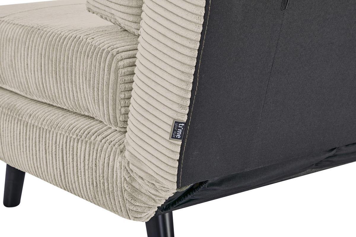 SCHLAFSESSEL Cord Beige    - Beige/Schwarz, Design, Holz/Textil (100/82/91cm) - Ti'me