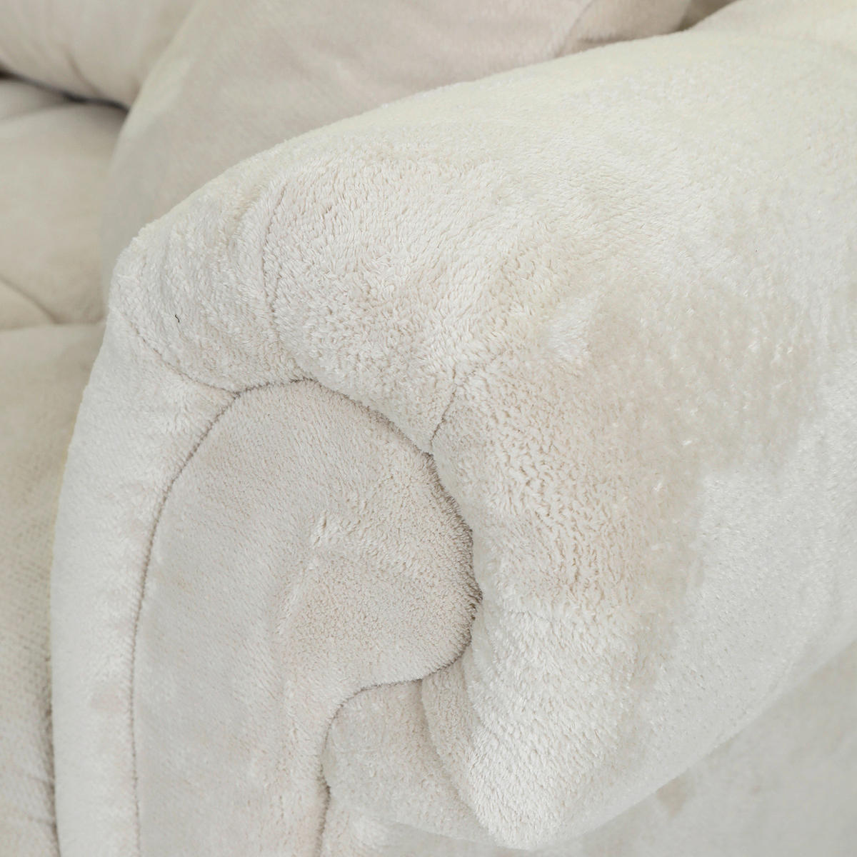 ECKSOFA Weiß Plüsch  - Dunkelbraun/Weiß, KONVENTIONELL, Holz/Textil (190/288cm) - Carryhome