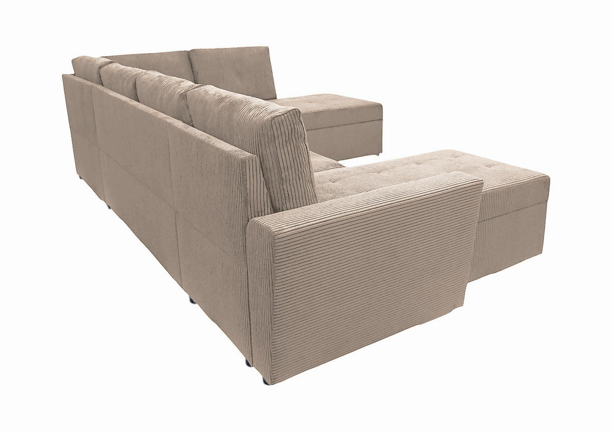 WOHNLANDSCHAFT in Cord Taupe  - Taupe/Schwarz, Design, Kunststoff/Textil (155/297/212cm) - MID.YOU
