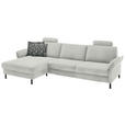 ECKSOFA  in Chenille, Flachgewebe Beige  175/316 cm  - Beige/Schwarz, Design, Textil/Metall (175/316cm) - Dieter Knoll