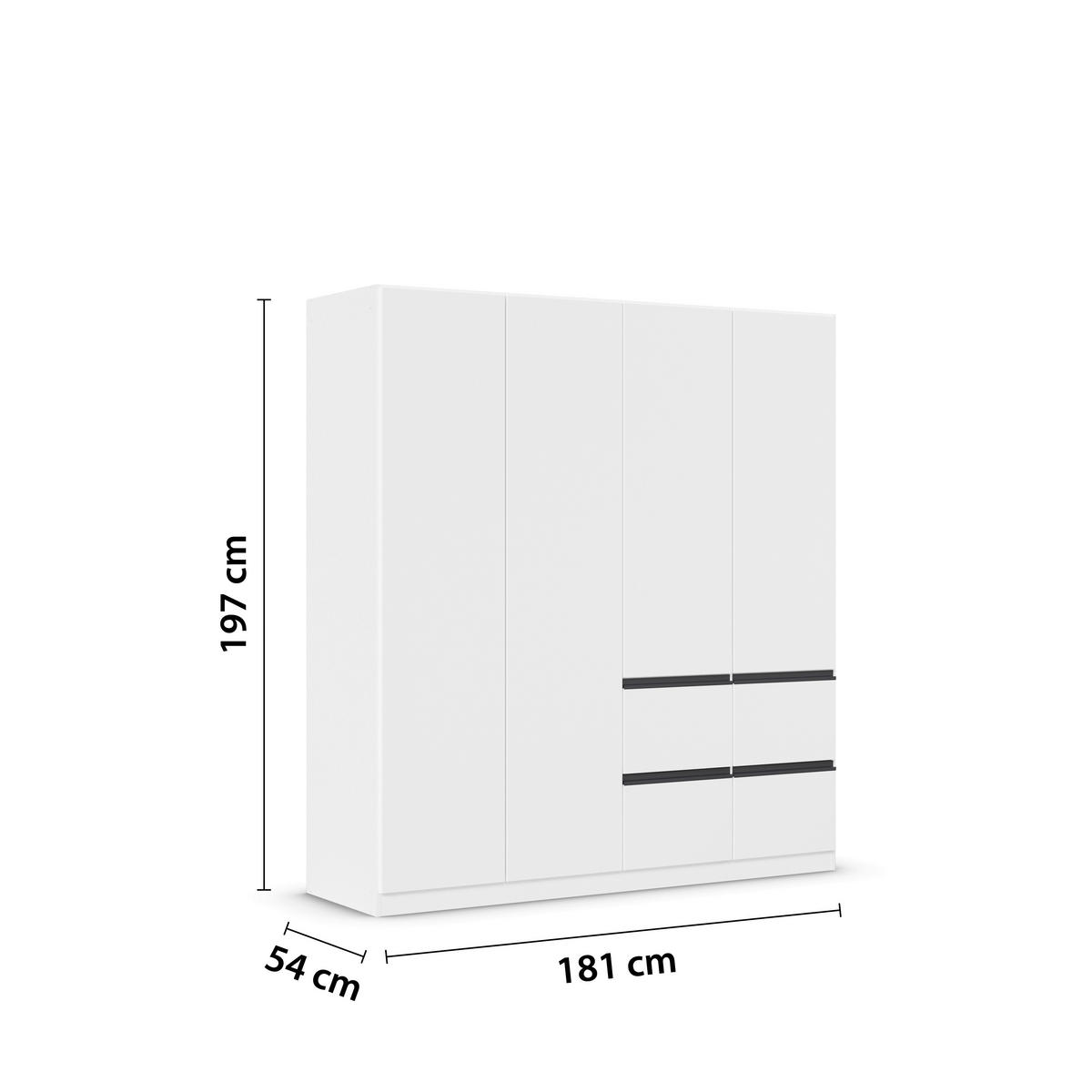 OMARA ZA OBLAČILA, bela, temno siva  - temno siva/siva, Trend, umetna masa/leseni material (181/197/54cm) - Xora
