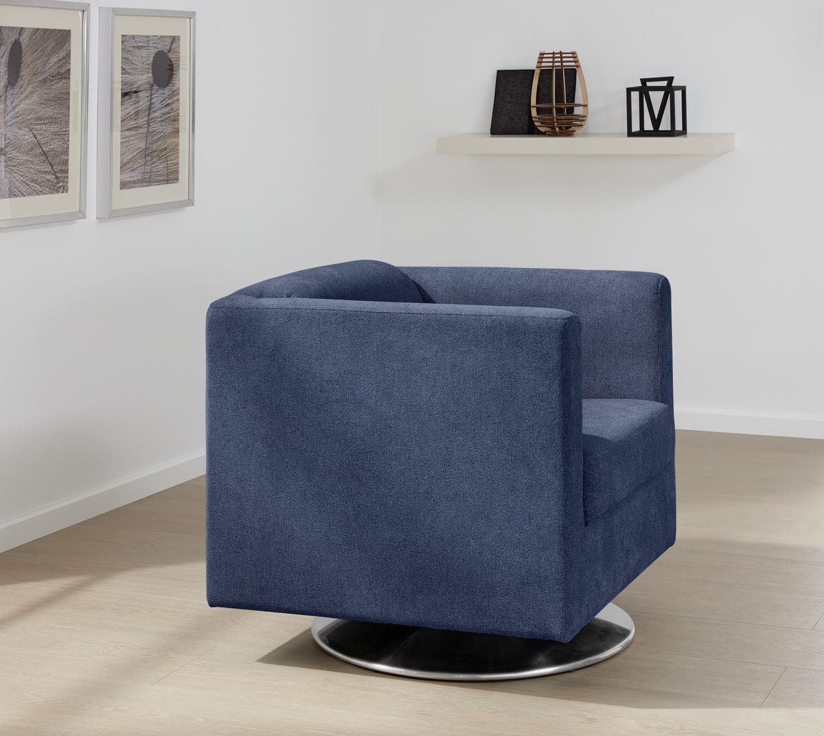 DESIGNSESSEL in Mikrofaser Dunkelblau  - Chromfarben/Dunkelblau, Design, Textil/Metall (72/71/75cm) - LOOKS by W.Joop