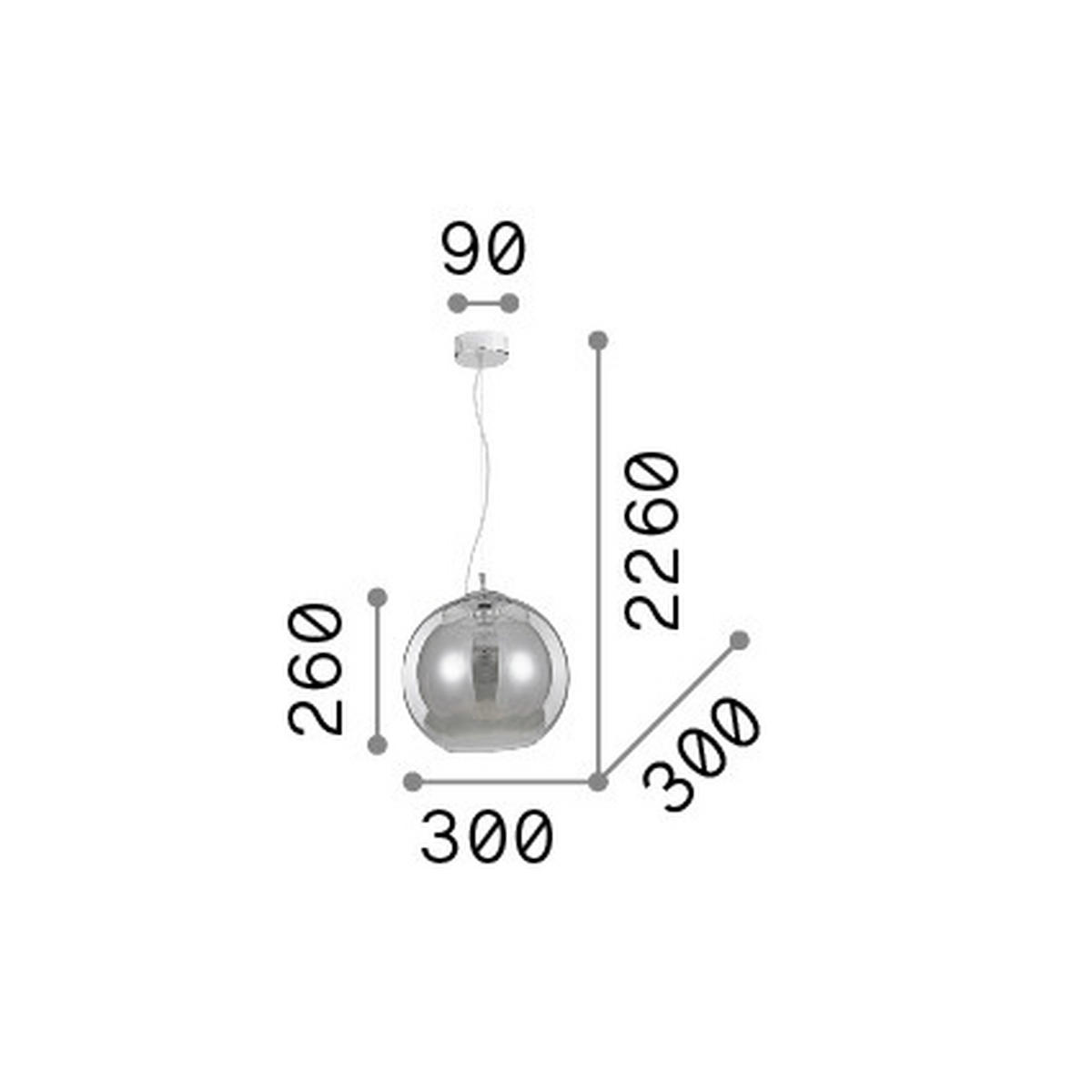 HÄNGELEUCHTE 30/51-226 cm  - Grau, Design, Glas/Metall (30/51-226cm) - Ideal Lux