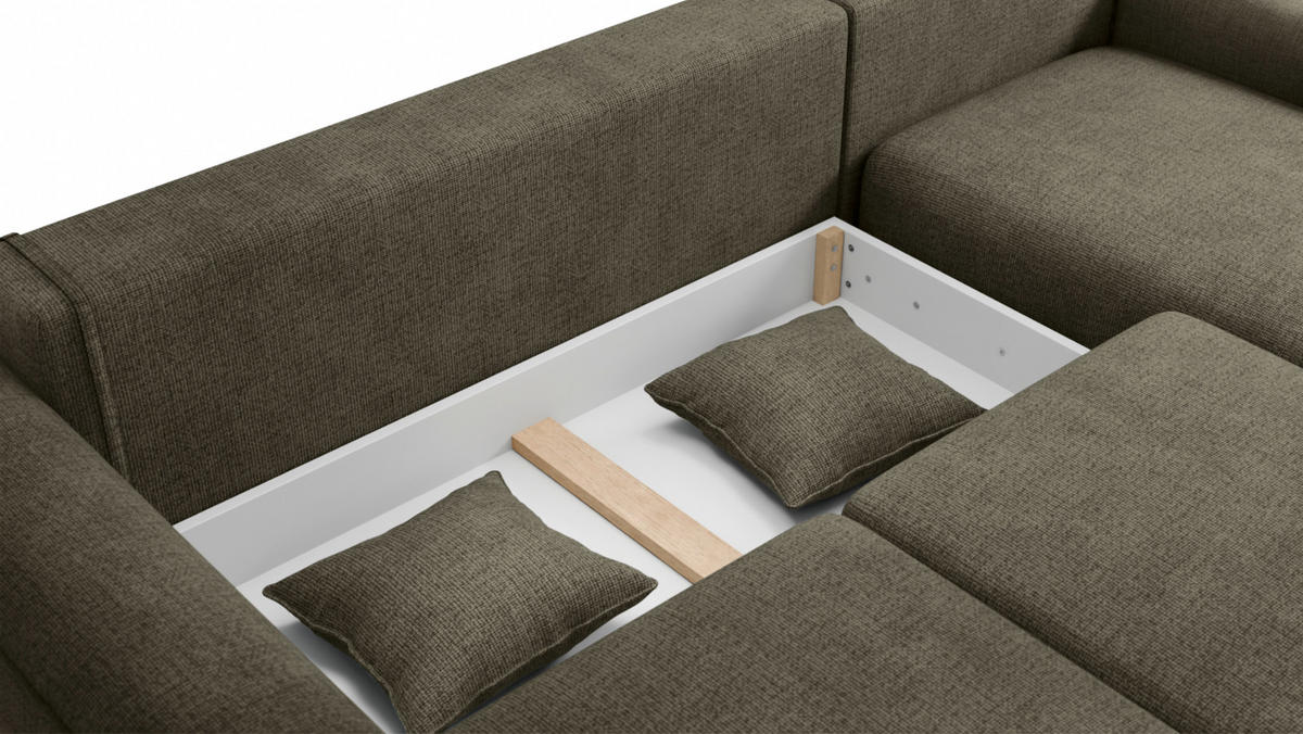 ECKSOFA Olivgrün Chenille  - Olivgrün/Grau, KONVENTIONELL, Kunststoff/Textil (293/205cm) - Carryhome