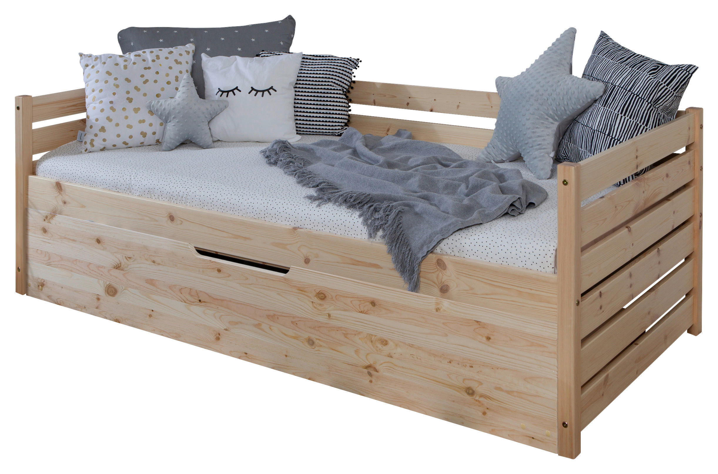 STAURAUMBETT 90/200 cm  in Naturfarben   - Naturfarben, Modern, Holz (90/200cm) - MID.YOU