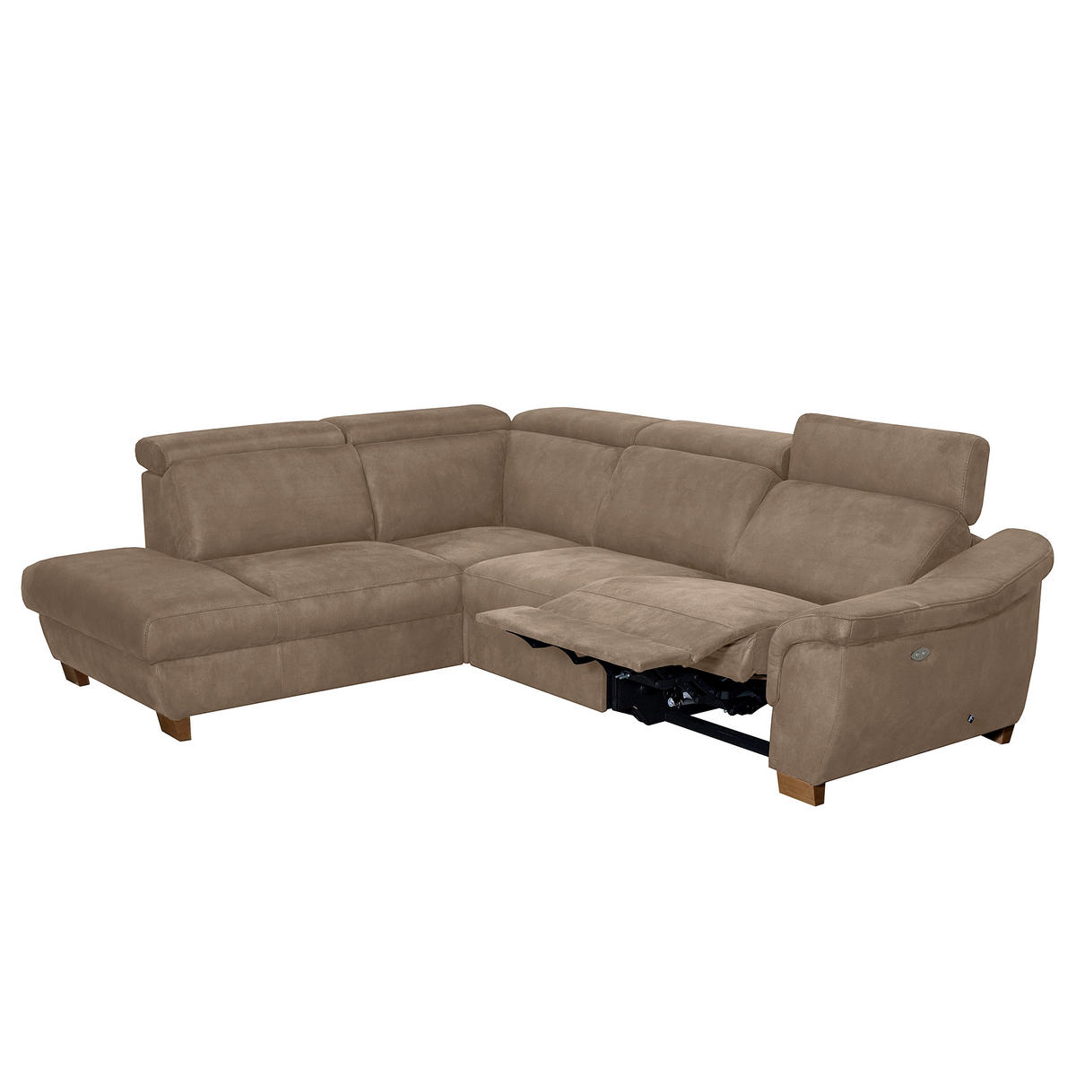 ECKSOFA TREND in Mikrofaser Braun Bettkasten, Relaxfunktion, Kopfteilverstellung  238/276 cm  - Wengefarben/Braun, Design, Holz/Textil (238/276cm) - Livetastic