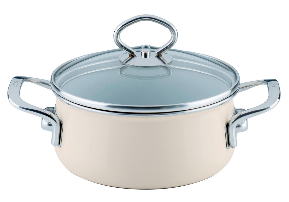 POSODA ZA KUHANJE Avorio  železo   - barve šampanjca, Basics, kovina/steklo (16cm) - Riess