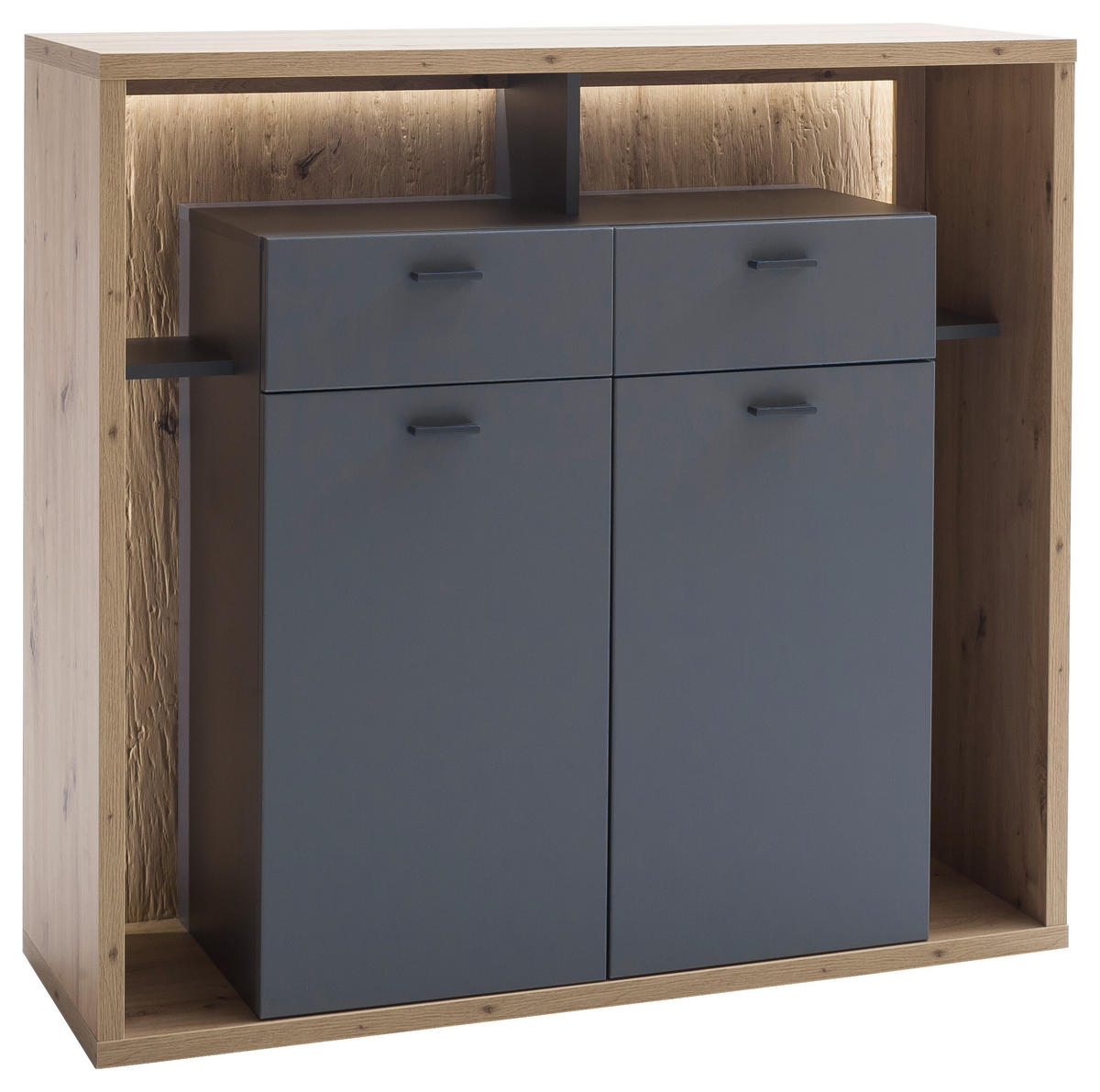 HIGHBOARD Colombo  in 115/108/40 cm  - Eichefarben/Grau, Design, Holzwerkstoff/Metall (115/108/40cm) - MID.YOU