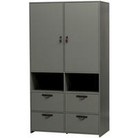 KLEIDERSCHRANK 103/185/40 cm,  in Grün, 2-türig  - Braun/Grün, Design, Leder/Holz (103/185/40cm) - Livetastic