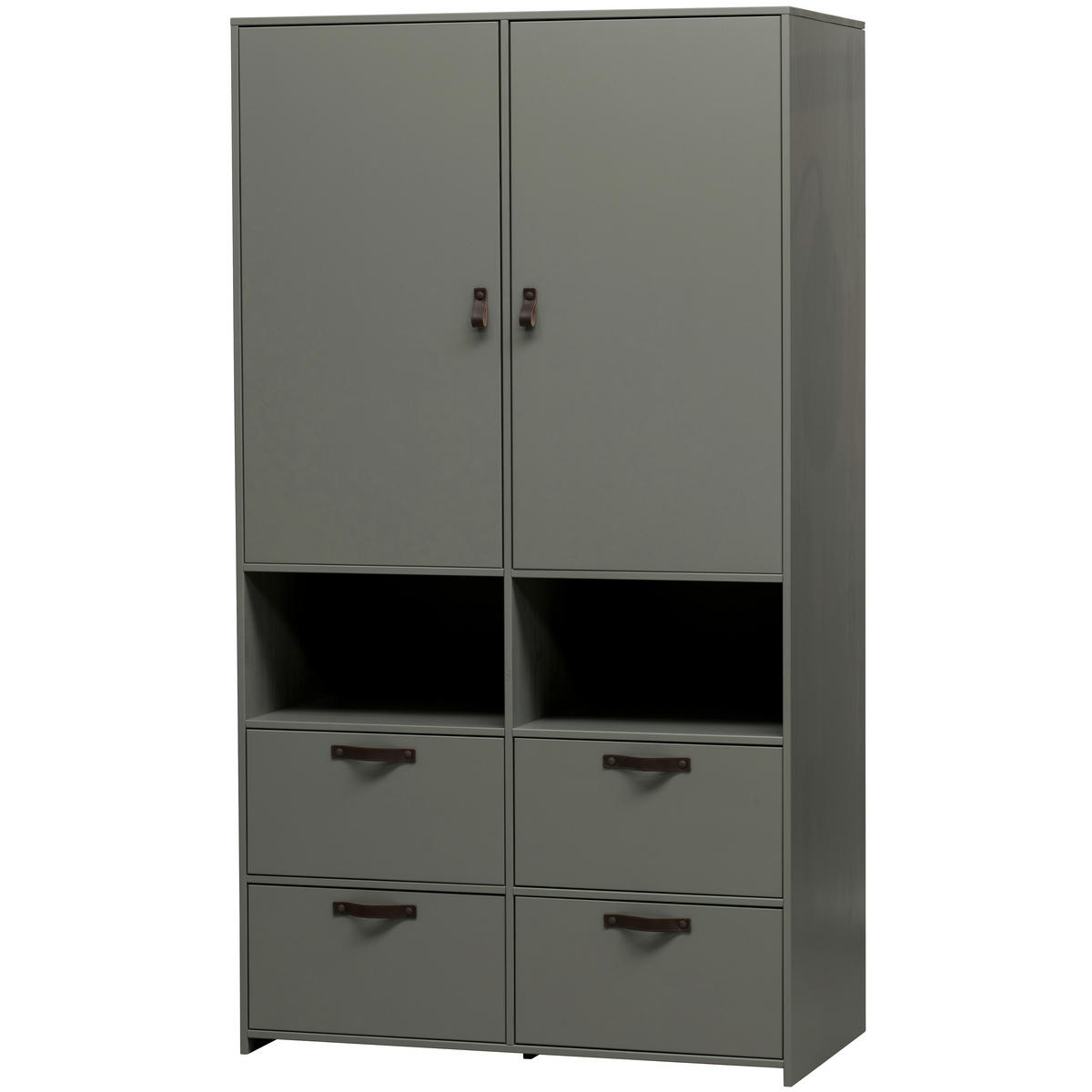 KLEIDERSCHRANK 103/185/40 cm,  in Grün, 2-türig  - Braun/Grün, Design, Leder/Holz (103/185/40cm) - Livetastic