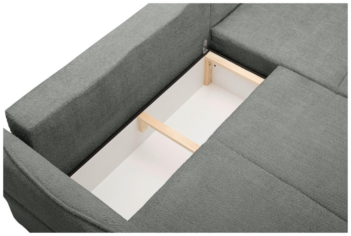ECKSOFA in Chenille Grau  - Schwarz/Grau, Konventionell, Kunststoff/Textil (233/193cm) - Carryhome