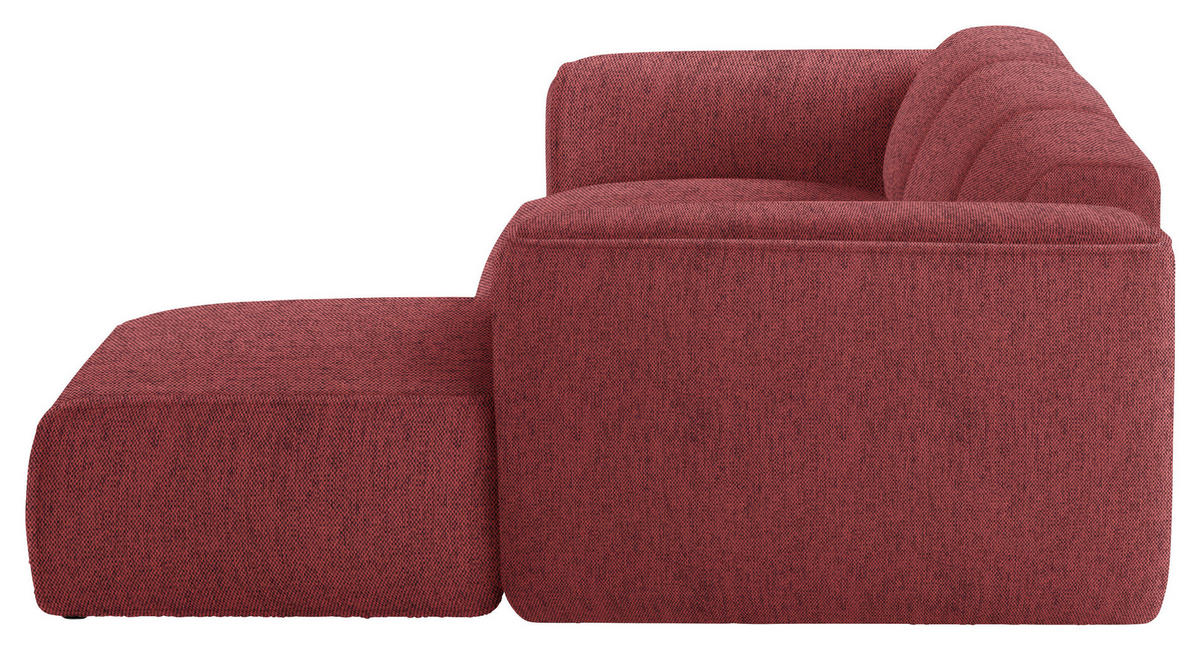 ECKSOFA Rot Webstoff Rücken echt  - Rot/Schwarz, Design, Kunststoff/Textil (290/171cm) - home24