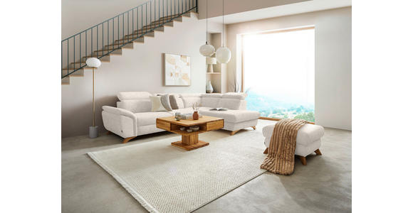 ECKSOFA in Bouclé Creme 287/212 cm - Eichefarben/Creme, MODERN, Holz/Textil (287/212cm) - Valnatura