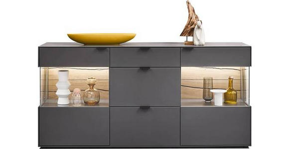 SIDEBOARD 181,9/87,9/45,2 cm  - Graphitfarben, Design, Glas/Holzwerkstoff (181,9/87,9/45,2cm) - Dieter Knoll