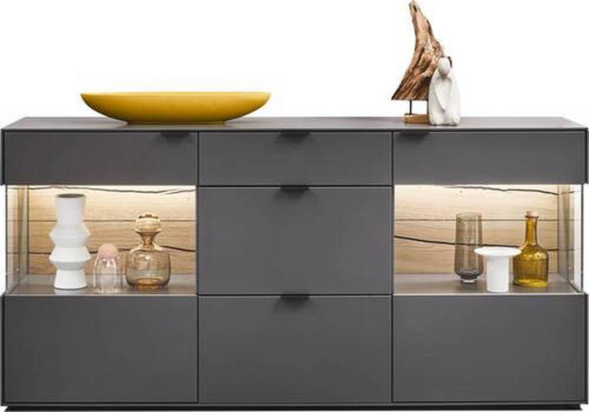SIDEBOARD Graphitfarben, Eichefarben  181,9/87,9/45,2 cm  - Eichefarben/Graphitfarben, Design, Glas/Holzwerkstoff (181,9/87,9/45,2cm) - Dieter Knoll