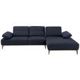 ECKSOFA in Mikrofaser Blau  - Blau/Beige, Natur, Textil/Metall (298/176cm) - Valnatura