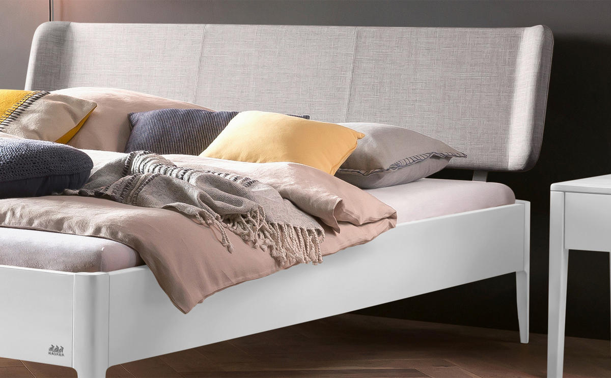 BETT 140/200 cm  in Weiß, Hellgrau  - Hellgrau/Weiß, Design, Textil (140/200cm) - Hasena