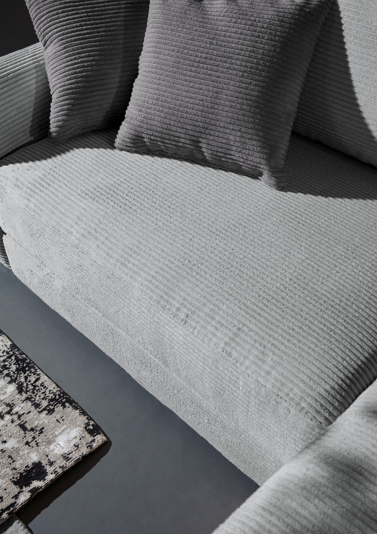 ECKSOFA in Cord Hellgrau  - Dunkelgrau/Hellgrau, Design, Kunststoff/Textil (240/175cm) - Landscape