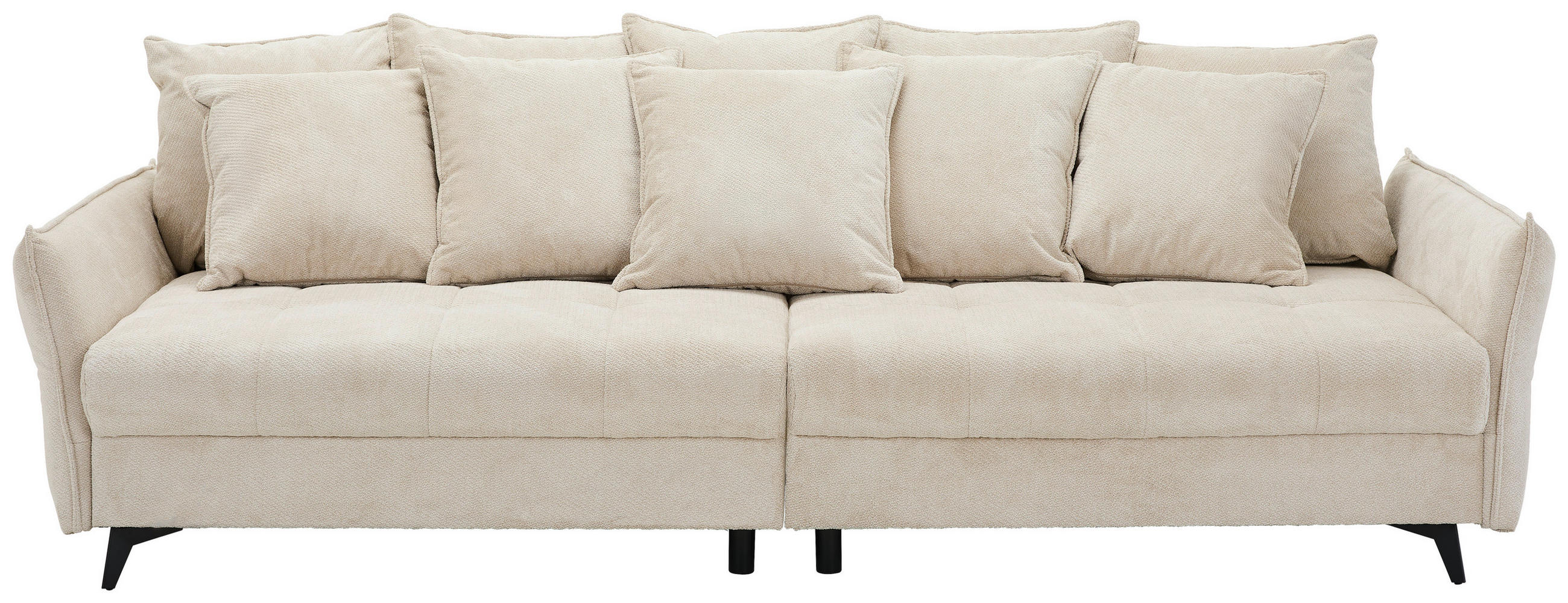 BIGSOFA Webstoff Naturfarben  - Schwarz/Naturfarben, KONVENTIONELL, Textil/Metall (282/94/127cm) - Ambia Home