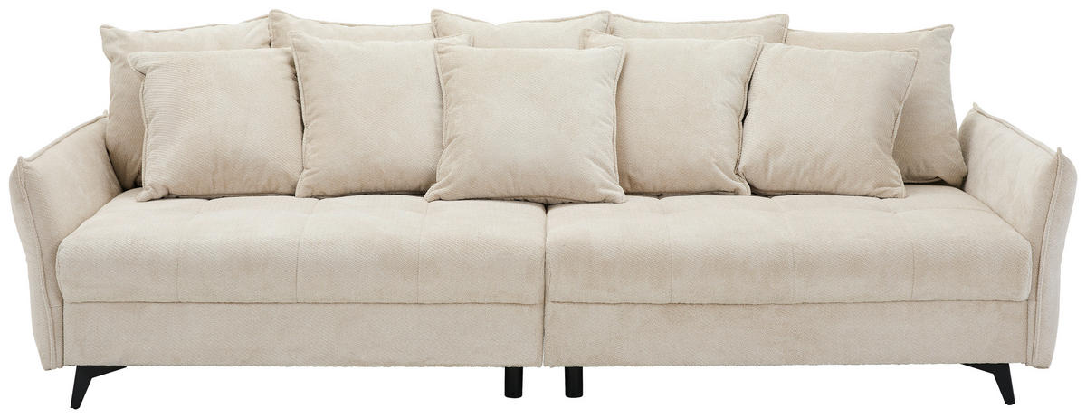 BIGSOFA Webstoff Naturfarben  - Schwarz/Naturfarben, KONVENTIONELL, Textil/Metall (282/94/127cm) - Ambia Home