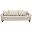 BIGSOFA  in Webstoff Naturfarben  - Schwarz/Naturfarben, KONVENTIONELL, Textil/Metall (282/94/127cm) - Ambia Home