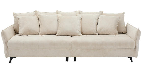 BIGSOFA  in Webstoff Naturfarben  - Schwarz/Naturfarben, KONVENTIONELL, Textil/Metall (282/94/127cm) - Ambia Home