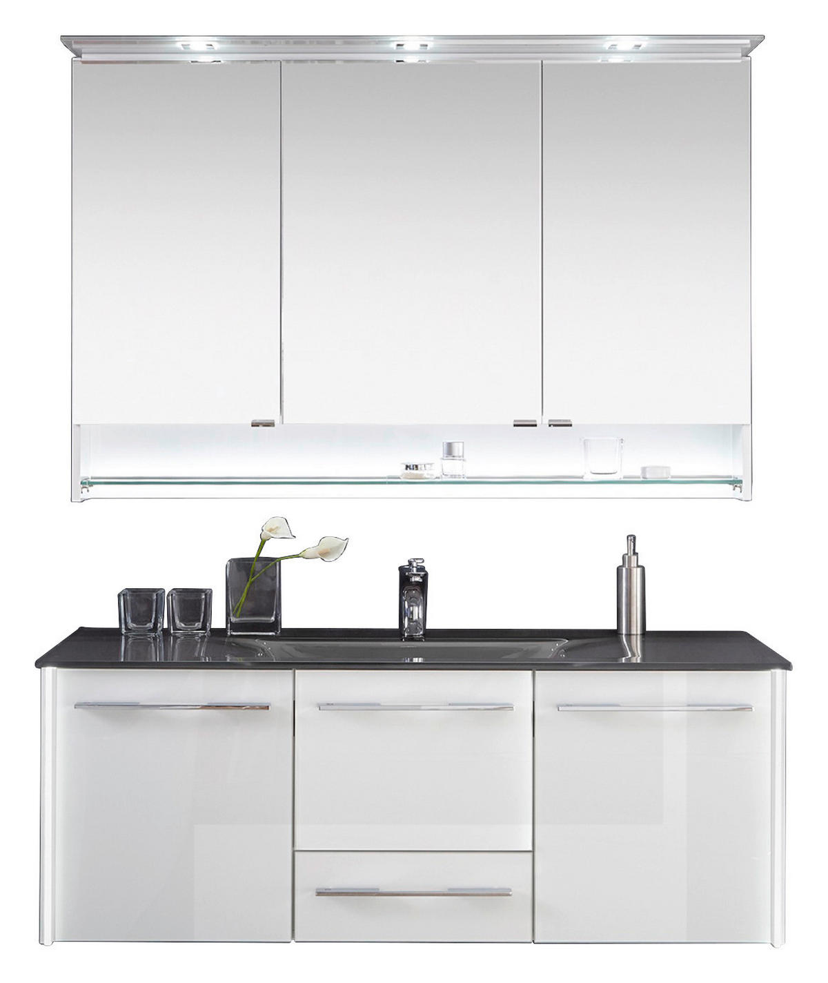 BADRUM 132 cm  - kromfärg/vit högglans, Design, metall/trämaterial (132cm) - Leonardo Living