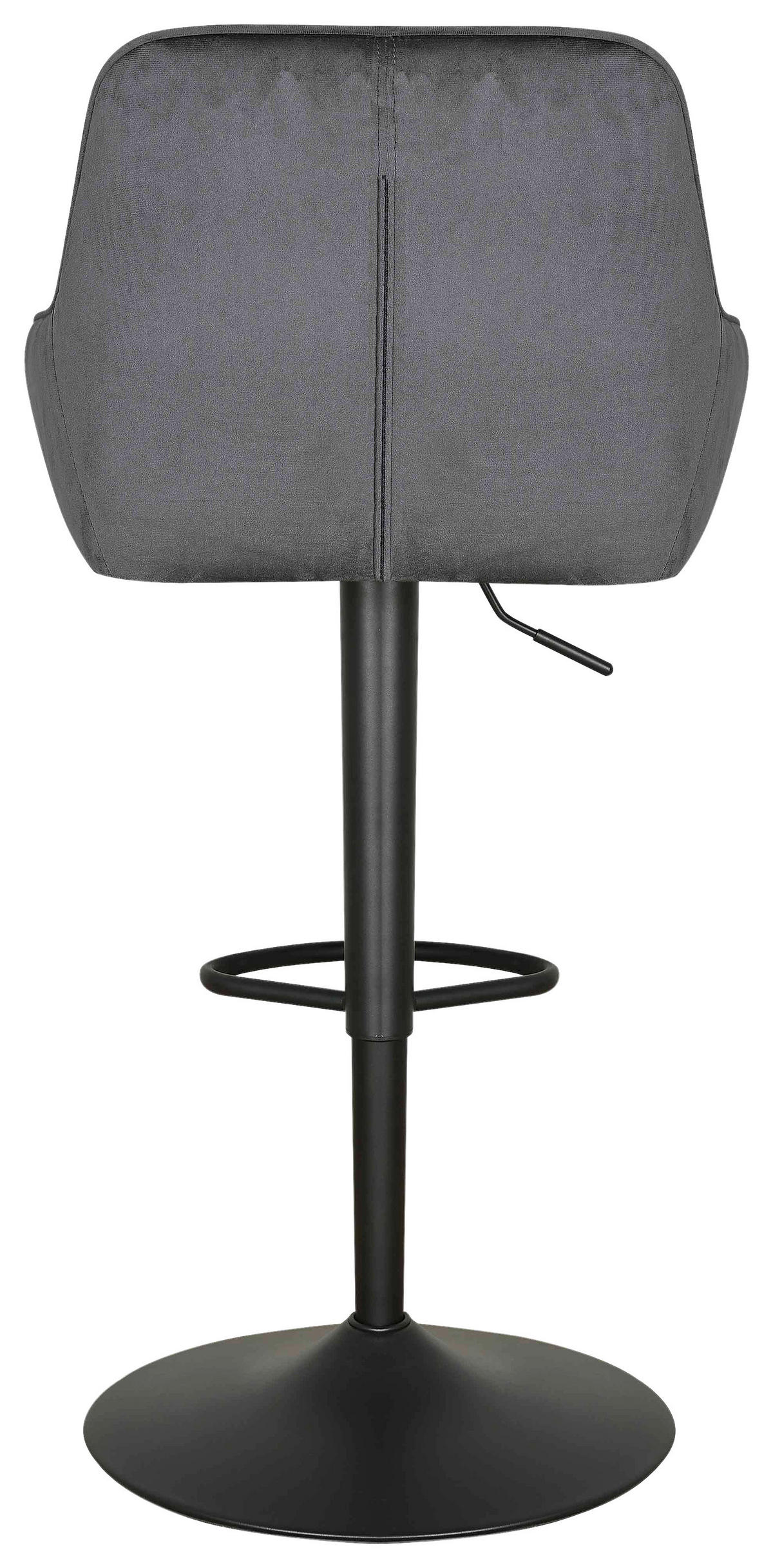 BARHOCKER Samt Grau, Schwarz Eisen  - Schwarz/Grau, Design, Textil/Metall (53/92-114/56,5cm) - Novel