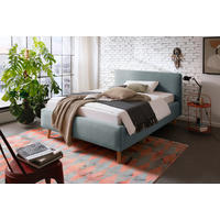 POLSTERBETT Bettkasten, Lattenroste Hellblau 140/200 cm  - Blau/Eichefarben, Design, Holz/Textil (140/200cm) - Livetastic