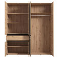 DREHTÜRENSCHRANK 6-türig Schwarz, Eiche Artisan  - Schwarz/Eiche Artisan, Basics, Glas/Holzwerkstoff (182,5/210.5/54cm) - Xora