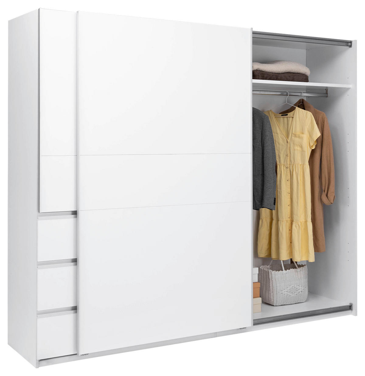 SCHIEBETÜRENSCHRANK 250/205/61,5 cm 2-türig Weiß  - Weiß, MODERN, Holzwerkstoff/Metall (250/205/61,5cm) - MID.YOU