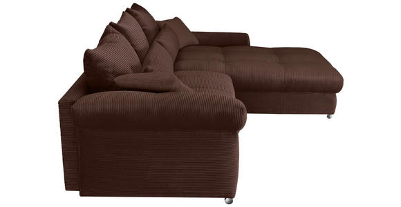 ECKSOFA Dunkelbraun Cord  - Chromfarben/Dunkelbraun, KONVENTIONELL, Textil/Metall (335/225cm) - Carryhome