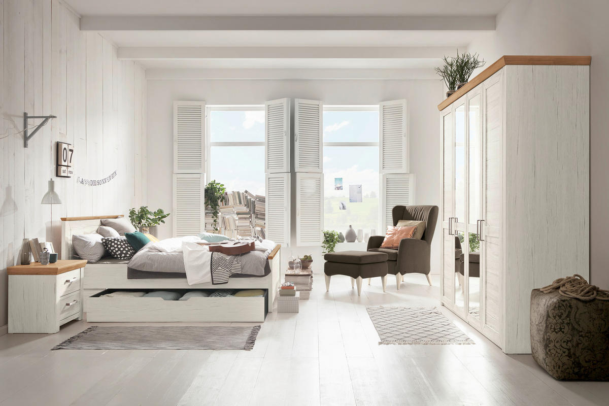 BETT 180/200 cm,  in Weiß, Eiche Artisan,  - Weiß/Eiche Artisan, Design (180/200cm) - SetOne by Musterring