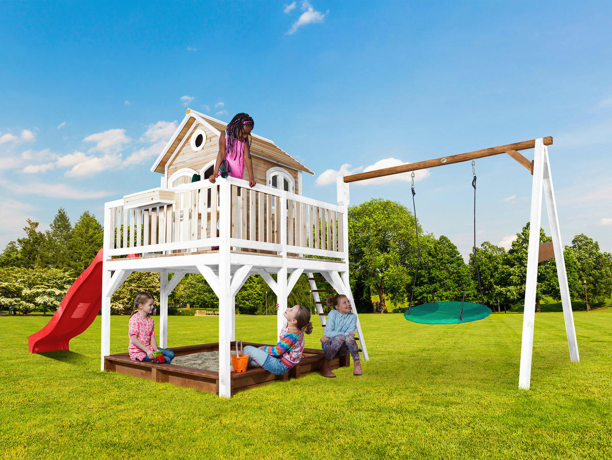 SPIELTURM 613/291/277 cm  - Rot/Braun, KONVENTIONELL, Holz (613/291/277cm) - Ambia Garden
