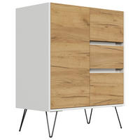 SIDEBOARD Posseik Industrial  in 76/93,6/42 cm  - Elfenbein/Eichefarben, Design, Holzwerkstoff/Metall (76/93,6/42cm) - P & B