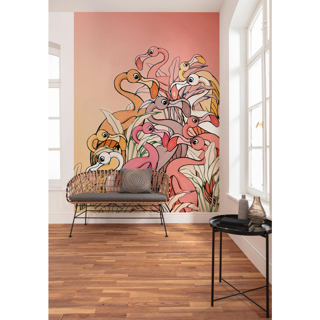 Fototapete Flamingos And Lillys