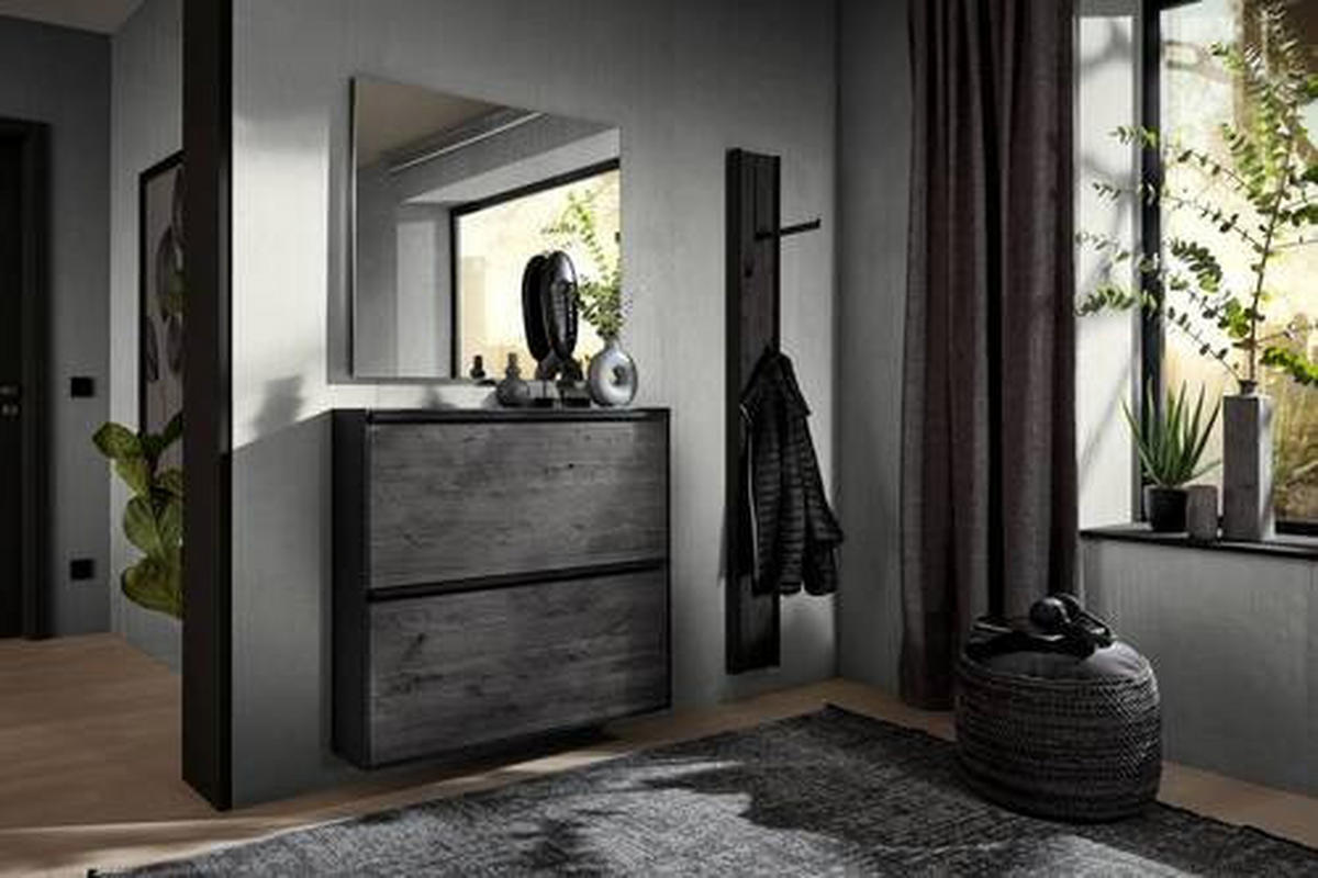 GARDEROBE 3-teilig  in 133/195/20 cm  - Anthrazit, Design, Glas/Holz (133/195/20cm) - Johann Jakob