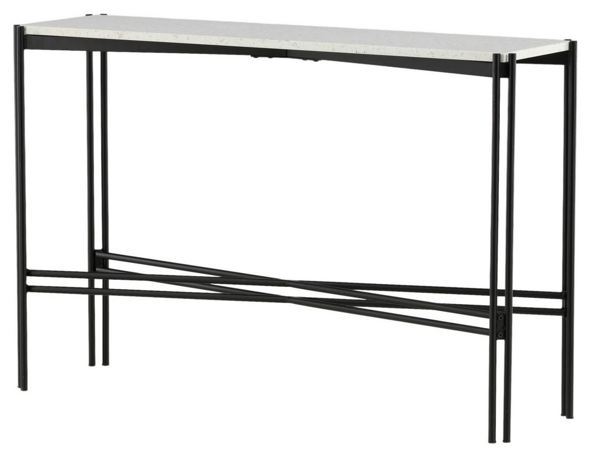 BEISTELLTISCH 110/30/75 cm Schwarz, Weiß rechteckig  - Schwarz/Weiß, Design, Stein/Metall (110/30/75cm) - Livetastic