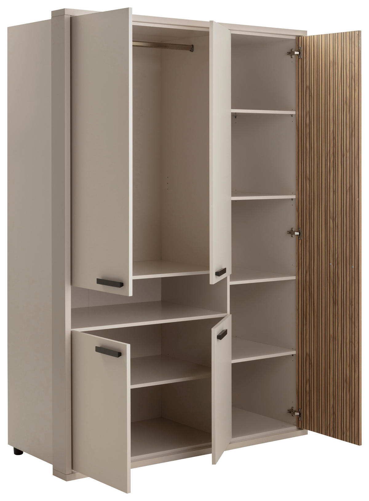 OMARA S KLASIČNIMI VRATI, barve hrasta, bež  - temno siva/barve hrasta, Moderno, leseni material (146/209/60cm) - Xora