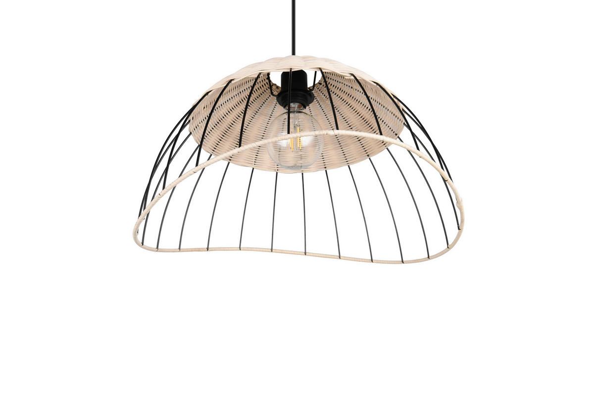 HÄNGELEUCHTE 48/150 cm    - Schwarz/Naturfarben, Design, Holz/Metall (48/150cm)