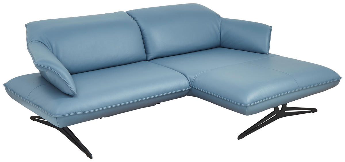 ECKSOFA in Echtleder Blau  - Blau/Beige, Design, Leder/Metall (252/169cm) - Koinor