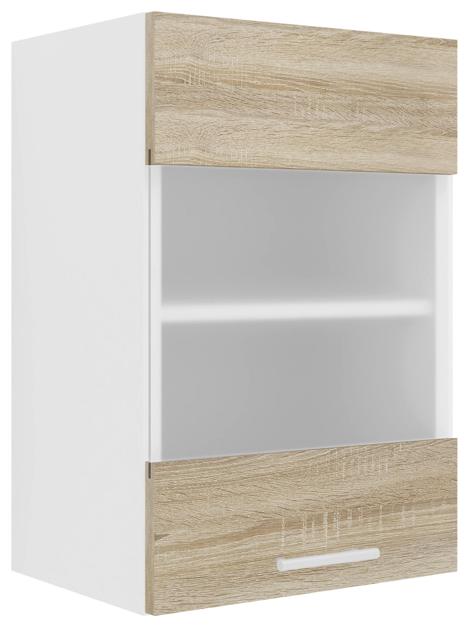 KÜCHENOBERSCHRANK 40/60/31 cm  in Weiß, Sonoma Eiche  - Alufarben/Weiß, KONVENTIONELL, Glas/Holzwerkstoff (40/60/31cm) - MID.YOU
