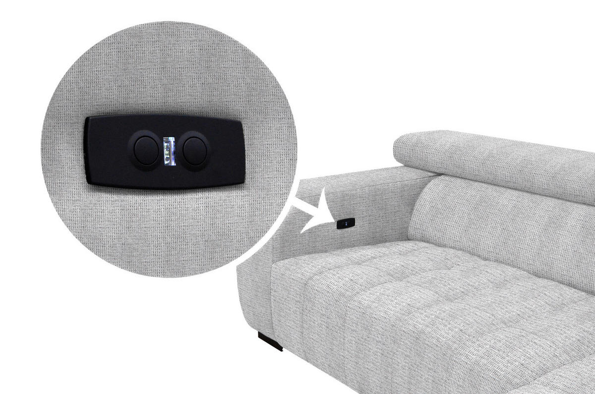 ECKSOFA in Webstoff Hellgrau  279/182 cm  - Hellgrau/Schwarz, KONVENTIONELL, Textil/Metall (279/182cm) - Hom`in