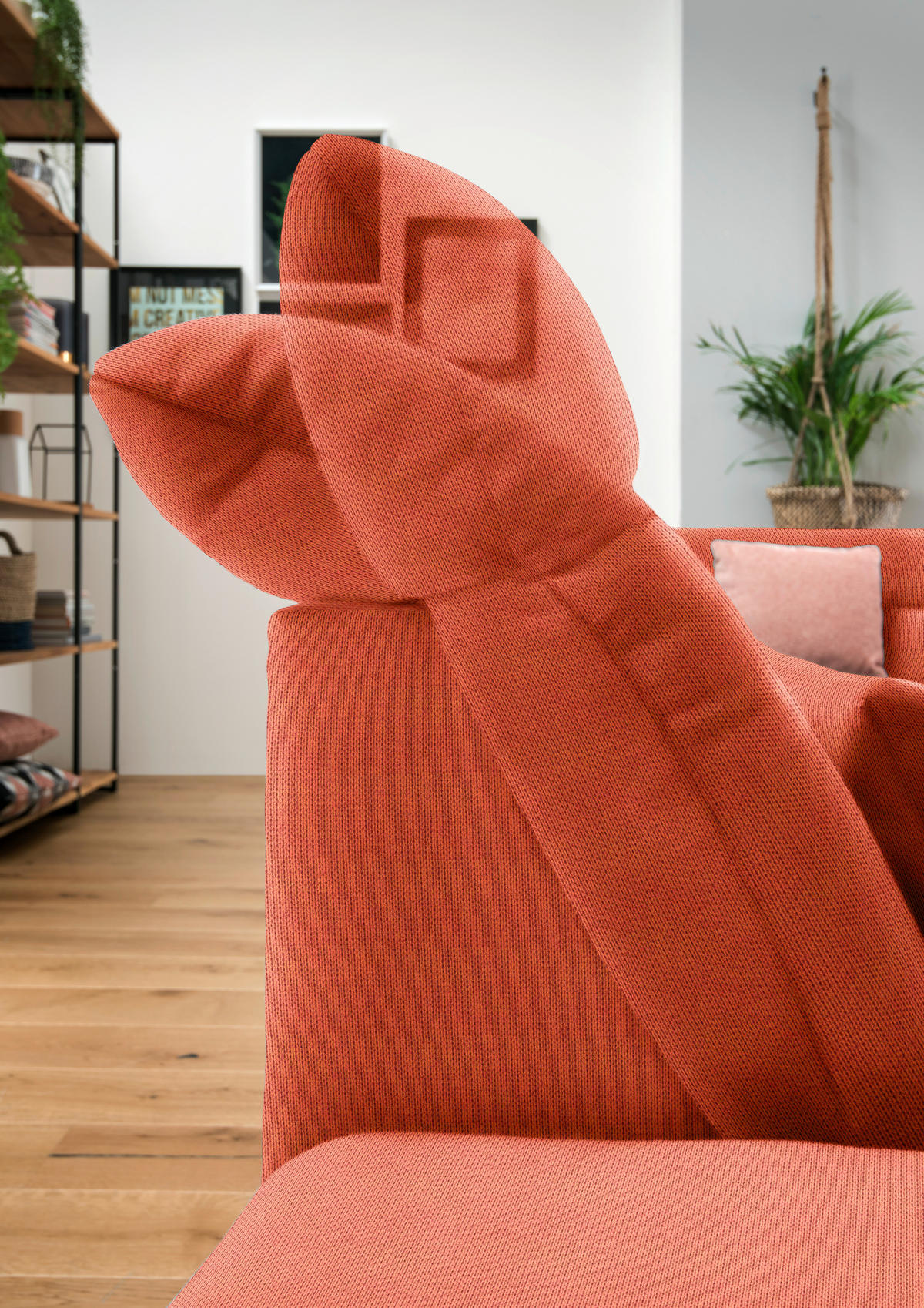 WOHNLANDSCHAFT in Mikrofaser Orange  - Chromfarben/Orange, Design, Kunststoff/Textil (204/350/211cm) - Xora