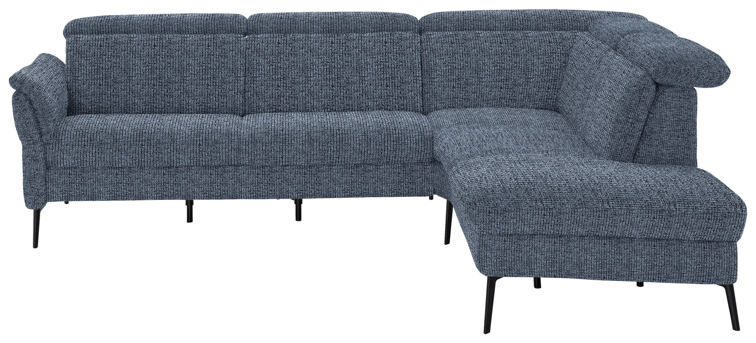 ECKSOFA  in Struktur Blau  275/235 cm  - Blau/Schwarz, MODERN, Textil/Metall (275/235cm) - Cantus