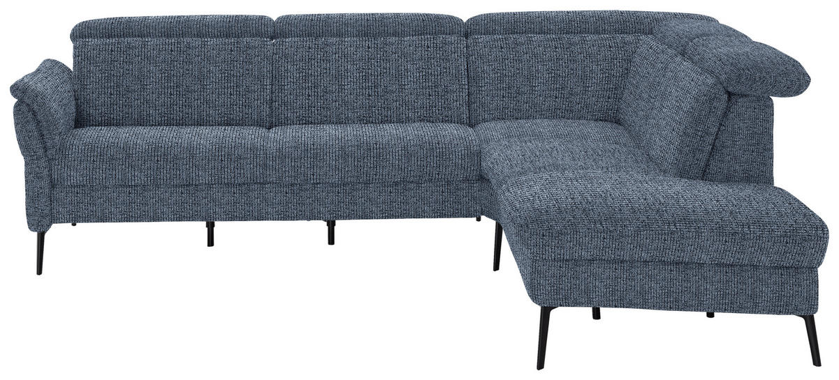 ECKSOFA in Struktur Blau  275/235 cm  - Blau/Schwarz, MODERN, Textil/Metall (275/235cm) - Cantus